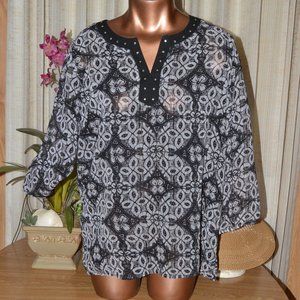 Cathy Daniels Flowy Blouse with Rhinestones size Large